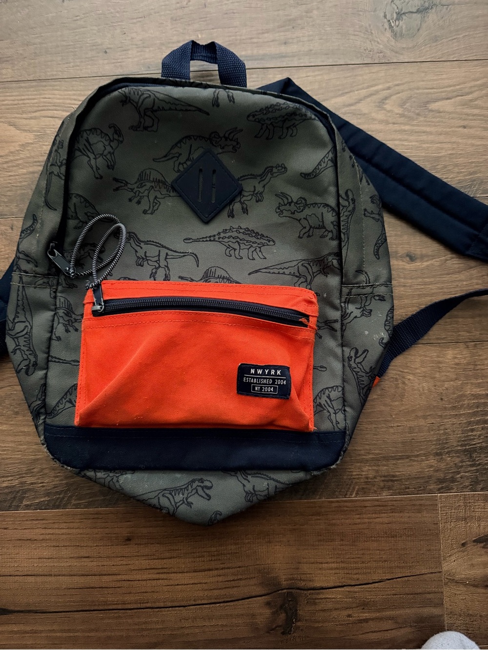 H&M Olive Green & Orange Dinosaur Kids Backpack